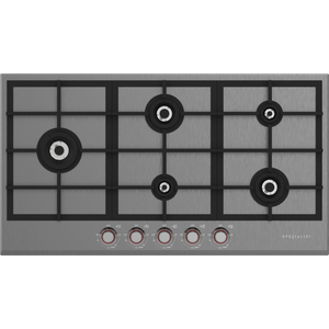 Spezialist 94cm LP Gas Cooktop 5 Burner Stainless Steel Plate Black Metal Surface