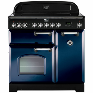 Falcon 90cm Classic Deluxe Freestanding Induction Oven/Stove Royal Blue and Chrome