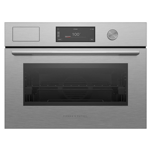 Fisher & Paykel 60cm Series 9 Contemporary Compact Combi-Steam Oven Brushed Silver Glass