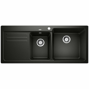 Blanco Bowl and 3/4 Inset Sink with Left Hand Drainer Black