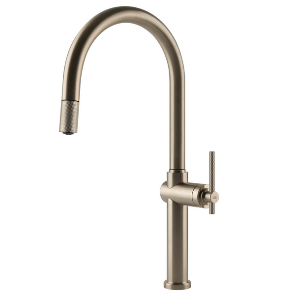Gessi Habito Pull Out Kitchen Mixer Tap Brushed Nickel 60672-149