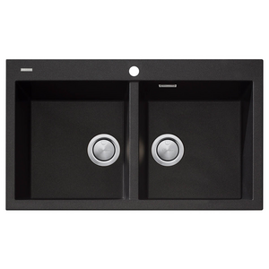 Oliveri Santorini Double Bowl Topmount Sink Black