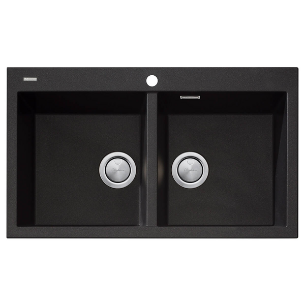 Oliveri Santorini Double Bowl Topmount Sink Black ST-BL1564-OF