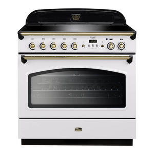 Falcon 90cm Classic FX Induction Oven/Stove White and Brass CLA90FXEIWHBR