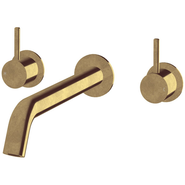 Sussex Taps Virgo Wall Basin or Bath Set 250mm Living Tumbled Brass VGWBBS25001-23