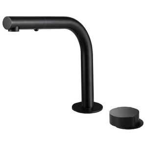 Rogerseller Eccentric Hob Sink Mixer and Outlet with Pull Out Spray - Matte Black