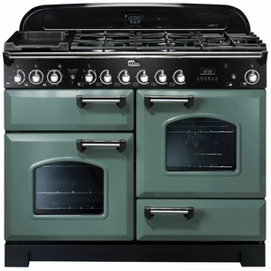 Falcon 110cm Classic Deluxe Freestanding Dual Fuel Oven/Stove Mineral Green and Chrome
