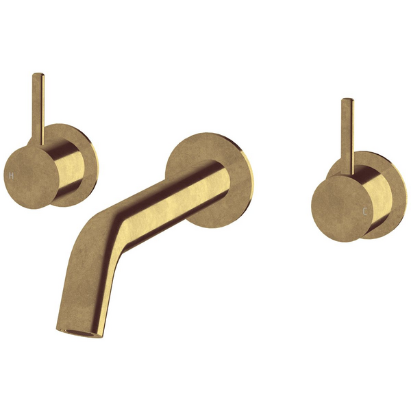 Sussex Taps Virgo Wall Basin or Bath Set 200mm Living Tumbled Brass VGWBBS20001-23