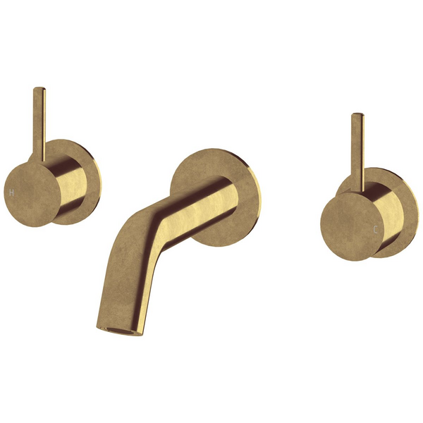 Sussex Taps Virgo Wall Basin or Bath Set 150mm Living Tumbled Brass VGWBBS15001-23