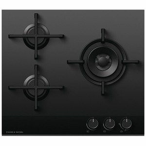 Fisher & Paykel Series 9 60cm Three Burner LPG Gas Cooktop Black Glass