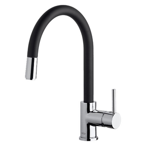 Armando Vicario Gooseneck Side Lever Pull Out Kitchen Mixer Tap Black