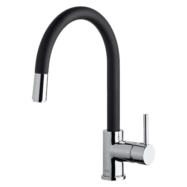 Armando Vicario Gooseneck Side Lever Pull Out Kitchen Mixer Tap Black SK5-AV-B-LF