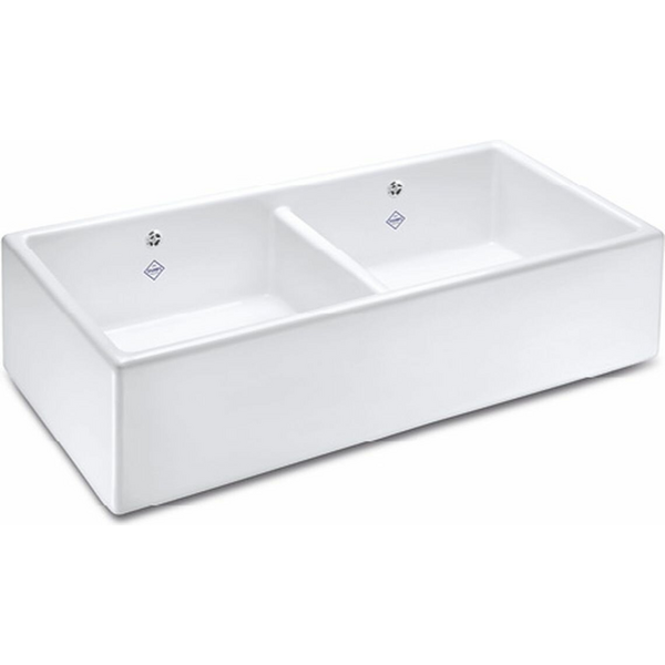Shaws Shaker 800 Double Bowl Handcrafted Fireclay Sink SCSH800WH