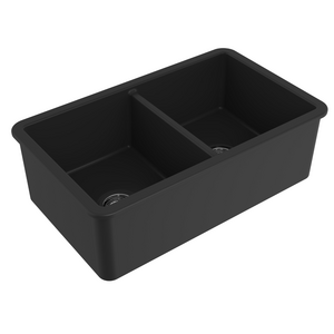 Turner Hastings Cuisine 85 x 46 Fine Fireclay Double Bowl Sink Matte Black CUD85FS-MB