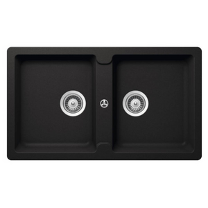 Abey Schock Typos N200 Double Bowl Sink with No Taphole - Nero