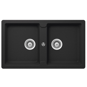 Abey Schock Typos N200 Double Bowl Sink with No Taphole - Onyx