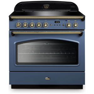 Falcon 90cm Classic FX Induction Freestanding Oven/Stove Stone Blue and Brass