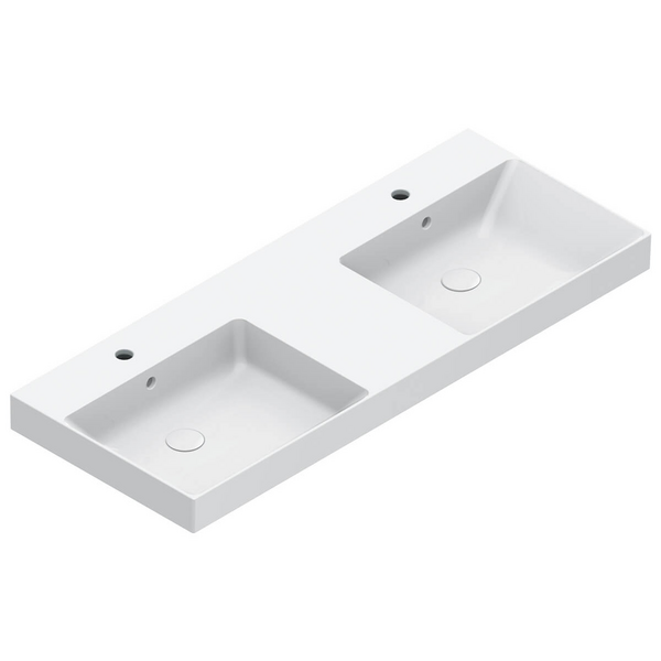 Catalano Zero 1250x500 Double Bowl Basin Gloss White With Taphole 0121272001