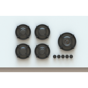 Pitt Ebeko 5 Burner Natural Gas Cooktop Black Brass