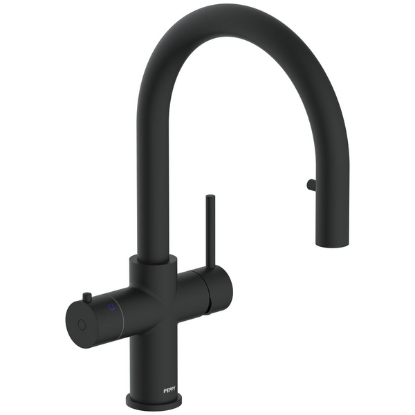 Peppy Taps Flagship 4in1 Pull Out Boiling and Ambient Filtered Water Tap Matte Black 4IN1BAPOMB