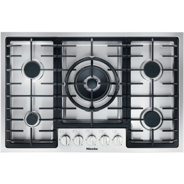 Miele 77cm 5 Burner Natural Gas Cooktop with Mono Wok Burner Stainless Steel KM2334G