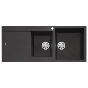 Oliveri Santorini Right-Hand Basin 1 & 3/4 Basin And Drainer - Black