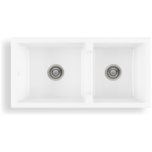 Oliveri Sicily Fireclay Farmhouse 1 & 3/4 Bowl Countertop or Undermount Sink White
