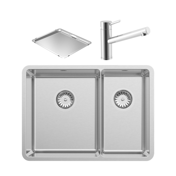 Abey Lucia 1 and 1/3 Bowl Sink and Tap Packs LUA190KW1 | Winning Appliances