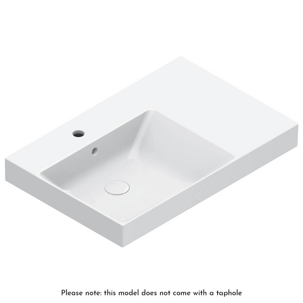 Catalano Zero 750x500 Left Bowl Basin Gloss White No Taphole 0120790001