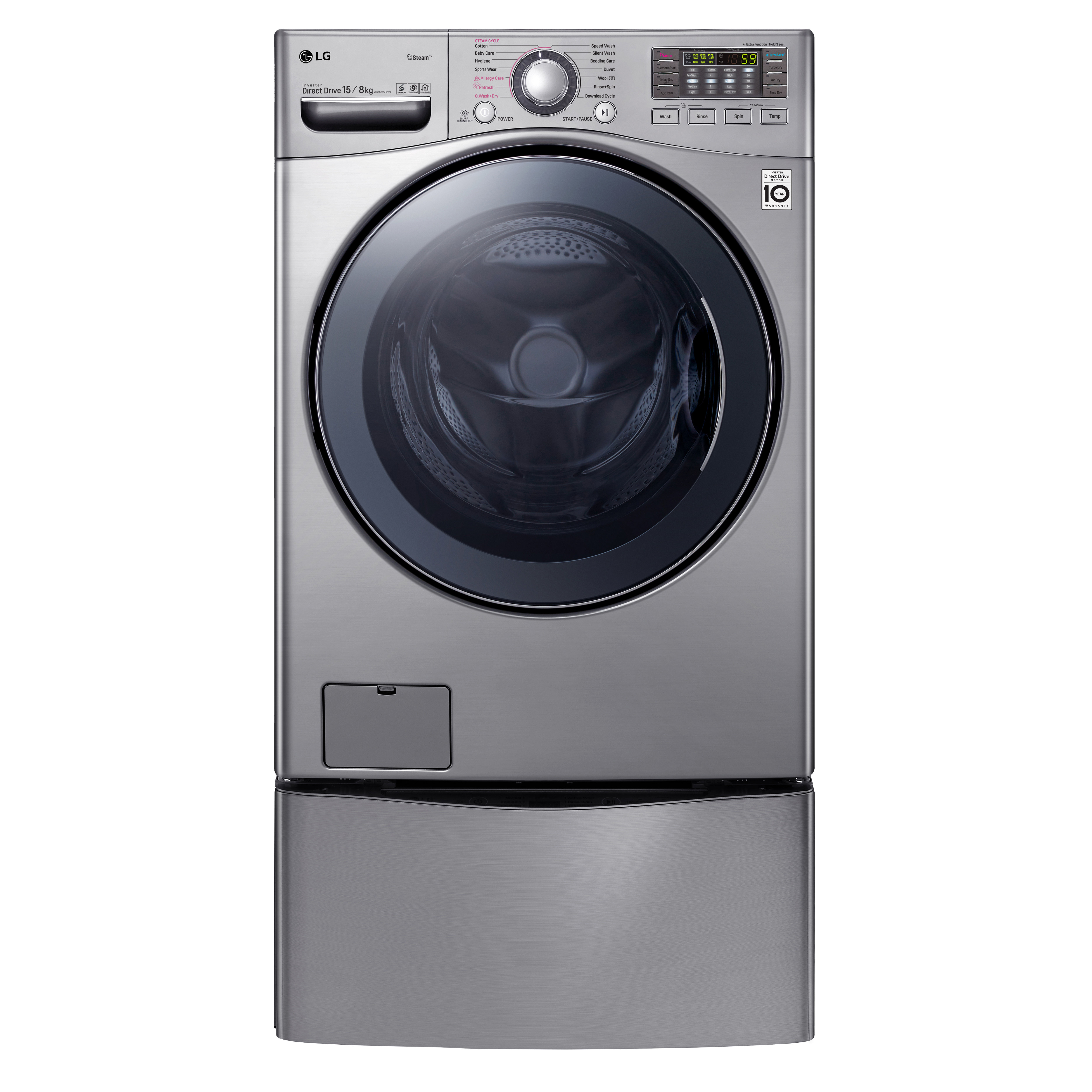 LG TwinWash with TrueSteam 15kg 8kg Washer Dryer Combo with MiniWasher TWIN171215S