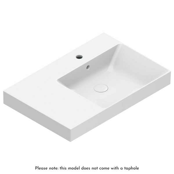 Catalano Zero 750x500 Right Bowl Basin Gloss White No Taphole 0120780001
