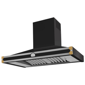 La Cornue Cornufe 110cm Canopy Rangehood Matte Black with Polished Brass