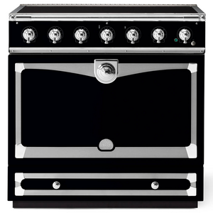 La Cornue Albertine 90cm Induction Freestanding Oven Shiny Black with Polished Chrome