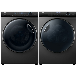 Haier 9.5kg Front Load Washing Machine & 8kg Heat Pump Dryer Dark Grey Laundry Package HWF95ANB1HDHP80ANB1