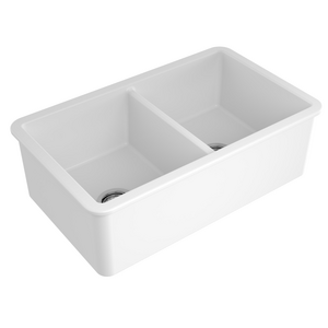 Turner Hastings Cuisine 85 x 46 Fine Fireclay Double Bowl Sink Gloss White