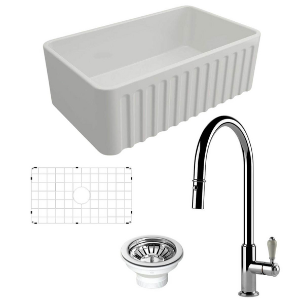 Turner Hastings Novi 75 Butler Sink Pack with Chrome Ludlow Pull Out Mixer Tap and Accessories PKG024