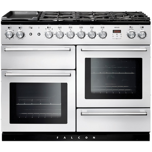 Falcon 110cm Nexus Freestanding Dual Fuel Oven/Stove White and Chrome