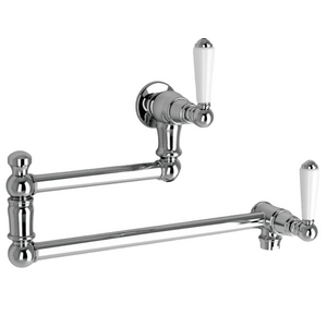 Astra Walker Signature Pot Filler with White Porcelain Lever Handles