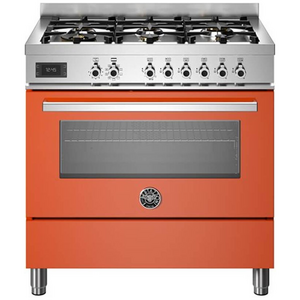 Bertazzoni 90cm Professional Orange Dual Fuel Freestanding Oven