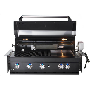 Sirius 5 Burner Built-In LPG Gas BBQ with Rotisserie Black