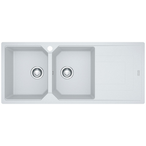 Franke Urban Double Bowl Topmount/Flush Mount Sink with Right Hand Drainer - White