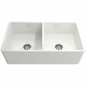 Turner Hastings Novi 85 X 46 Fine Fireclay Double Bowl Butler Sink Gloss White