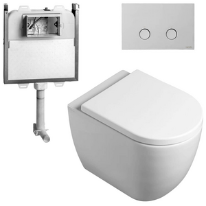 Catalano Sfera Wall Faced Toilet Suite with Standard Soft Close Seat Gloss White - Includes Rogerseller Cistern & Flushplate Chrome SFERAWFSTDCH