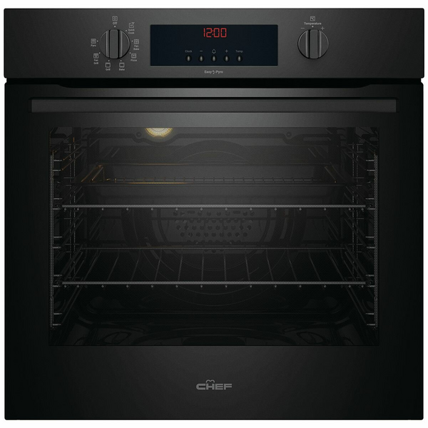 Chef 60cm Electric Built-In Multi-Function Oven with Easy Pyro Clean CVEP614DB