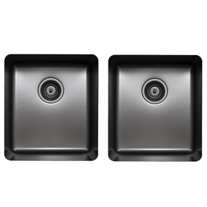 Titan Essentials 350mm & 350mm Double Kitchen Bowl Sink - Gunmetal