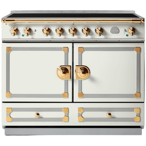 La Cornue Cornufe 110cm Induction Freestanding Oven Pure White with Polished Brass