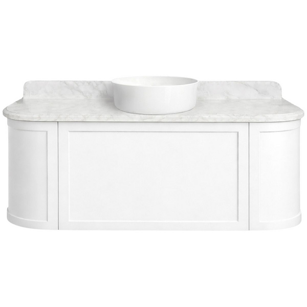 Turner Hastings Evara 120x53 Wall Hung Vanity with Real Marble Top To Suit Above Counter Basin White 1TH EV123-WH-1TH