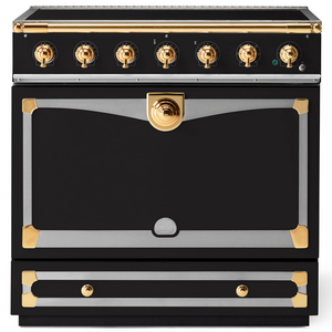 La Cornue Albertine 90cm Induction Freestanding Oven Matte Black with Polished Brass