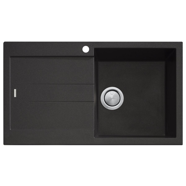 Oliveri Santorini Right-Hand Basin Single Basin And Drainer - Black ST-BL1520RHB