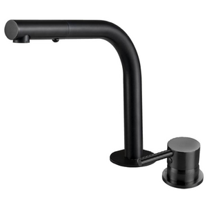 Rogerseller Tonic Hob Sink Mixer and Outlet with Pull Out Spray - Matte Black